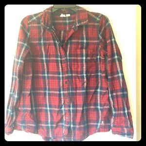 Roxy Flannel Plaid Long Sleeved Button Up Shirt